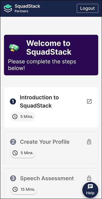 SquadStack Welcome Screen